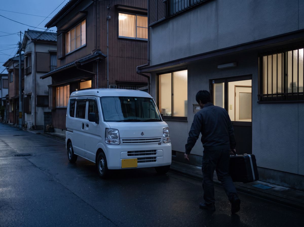 機材ケースを持って訪問する技術者
